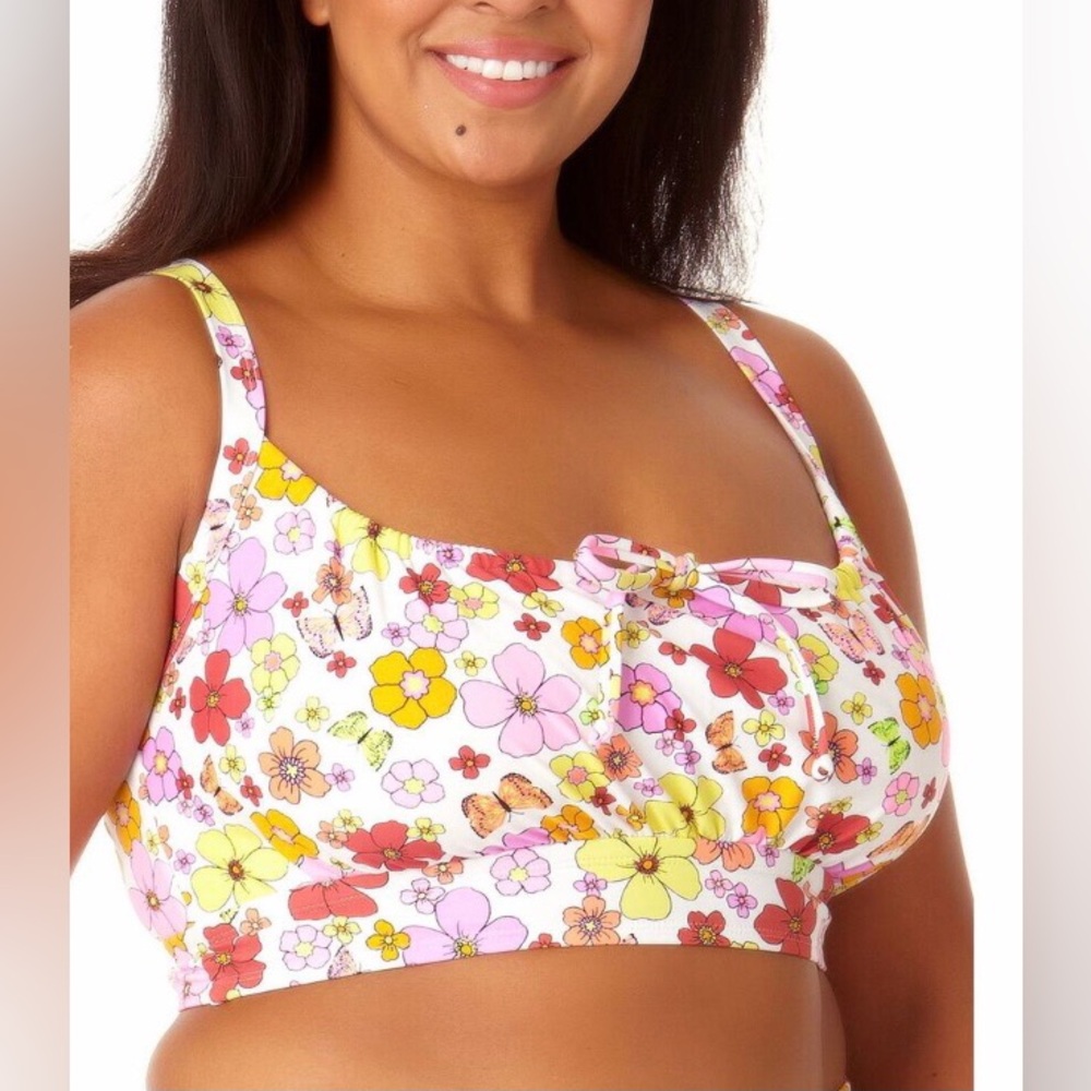 CALIFORNIA WAVES Bandeau Front Tie Swimsuit Bikini Top PLUS